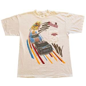Vintage 1992 NASCAR Winston Cup Series T-Shirt XL White Pocket Tee Single Stitch